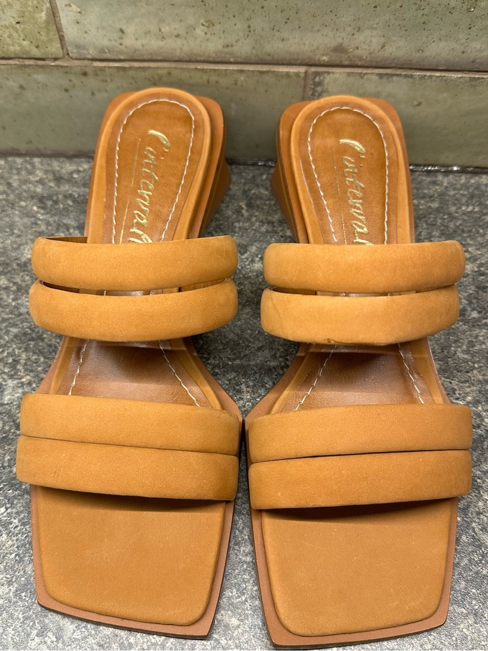 Nerello Chestnut Nubuck Square Toe Sandals Size 6 Women’s Shoes